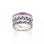 Purple Gemstone and Enameled Ring Stack