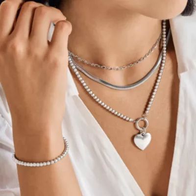 Beaded, Layered Necklaces and Charm Bracelet