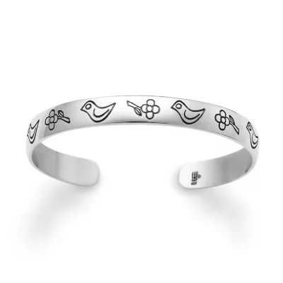 Child's Birds and Flowers Bracelet in Sterling Silver