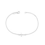 Petite Latin Cross Link Bracelet in Sterling Silver or 14K Yellow Gold