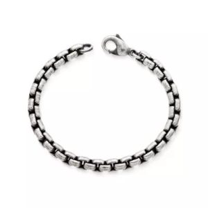 Rustic Box Link Bracelet in Sterling Silver