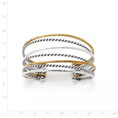 Multi-Layered Cuff Bracelet in Sterling Silver and Bronze - Image 3