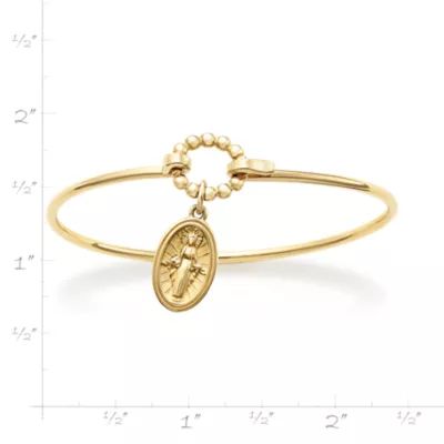 Virgin Mary Hook-On Bracelet in 14K Yellow Gold - Image 3