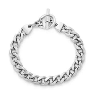 Strength in Faith Curb Link Bracelet in Sterling Silver
