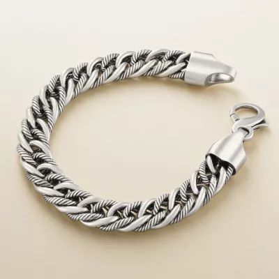Bold Twisted Link Curb Bracelet in Sterling Silver - Image 2