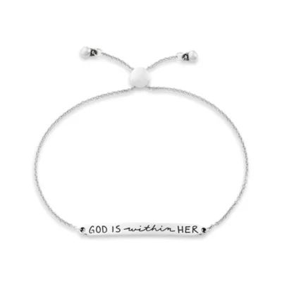 God is Within Her Slider Bracelet in Sterling Silver