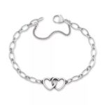 Two Hearts Together Charm Bracelet in Sterling Silver