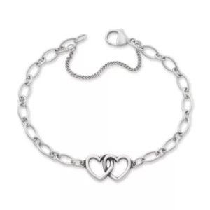 Two Hearts Together Charm Bracelet in Sterling Silver