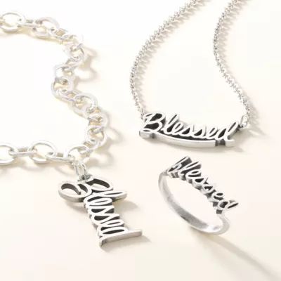 "Blessed" Charm in Sterling Silver or 14K Yellow Gold - Image 3