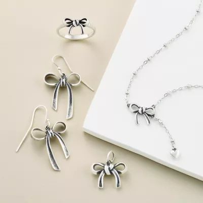 Delicate Bow and Heart Lariat Necklace in Sterling Silver - Image 4