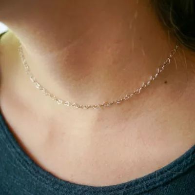 Delicate Connected Hearts Chain in Sterling Silver or 14K Yellow Gold - Image 4