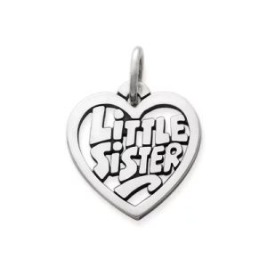 "Little Sister" Heart Charm in Sterling Silver