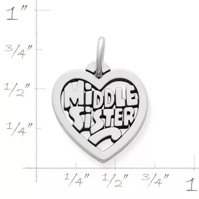 "Middle Sister" Heart Charm in Sterling Silver - Image 2