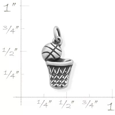 Basketball and Hoop Charm in Sterling Silver - Image 2