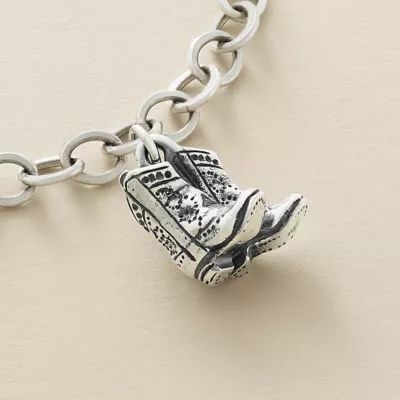 Cowboy Boots Charm in Sterling Silver - Image 4