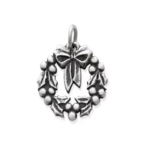 Holiday Wreath Charm in Sterling Silver