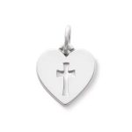 Crosslet Heart Charm in Sterling Silver or 14K Yellow Gold