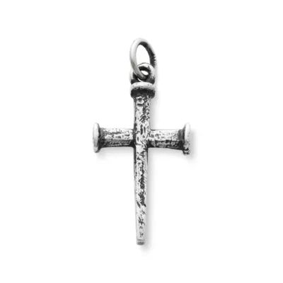Nail Cross Charm in Sterling Silver or 14K Yellow Gold