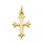 Fleuree Cross Charm in 14K Yellow Gold