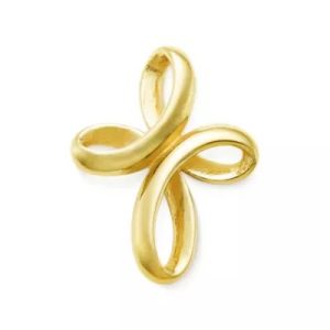 Eternal Ribbon Cross Pendant in 14K Yellow Gold
