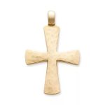 Hammered Cross Pendant in 14K Yellow Gold