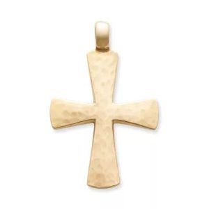 Hammered Cross Pendant in 14K Yellow Gold