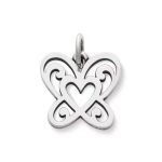 Open Butterfly Heart Charm in Sterling Silver