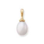 Teardrop Cultured Pearl Pendant in 14K Yellow Gold