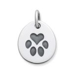 Heart Paw Pet Tag Charm in Sterling Silver