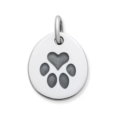 Heart Paw Pet Tag Charm in Sterling Silver