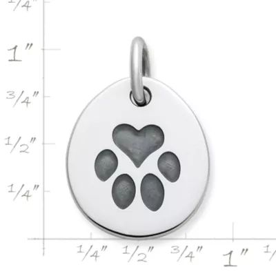 Heart Paw Pet Tag Charm in Sterling Silver - Image 2
