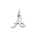 Script Initial Charm in Sterling Silver or 14K Yellow Gold