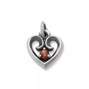 Avery Remembrance Heart Birthstone Charm in Sterling Silver or 14K Yellow Gold