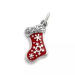 Enamel Christmas Stocking Charm in Sterling Silver