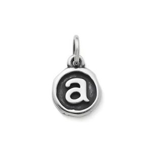 Vintage Type Initial Charm in Sterling Silver