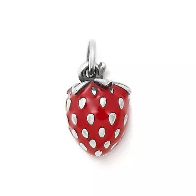 Enamel Wild Strawberry Charm in Sterling Silver