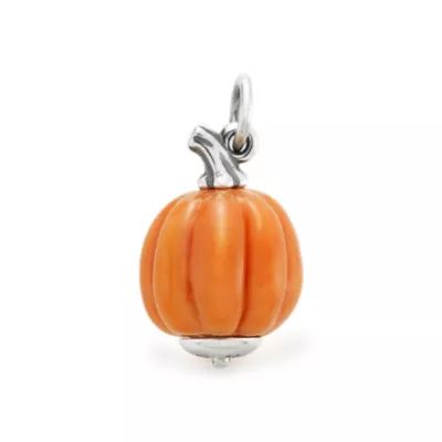 Harvest Pumpkin Art Glass Charm in Sterling Silver