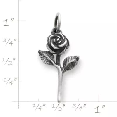 Rose Charm in Sterling Silver or 14K Yellow Gold - Image 3