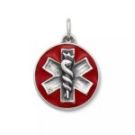 Enamel Medical Alert Charm in Sterling Silver