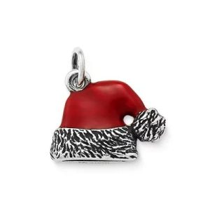 Enamel Santa Hat Charm in Sterling Silver
