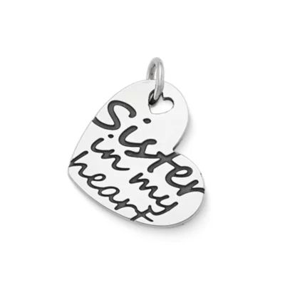 "Sister in My Heart" Charm in Sterling Silver