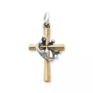 Christ the King Cross Charm in Sterling Silver and Bronze