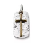 Engravable Tag and Cross Charm in Sterling Silver and Bronze