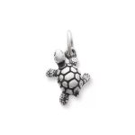 Turtle Charm in Sterling Silver or 14K Yellow Gold