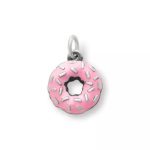 Enamel Frosted Donut Charm in Sterling Silver