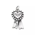 Blue Ribbon "Mom" Charm in Sterling Silver
