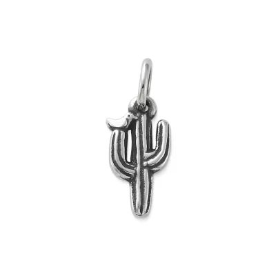 Saguaro Cactus with Bird Charm in Sterling Silver