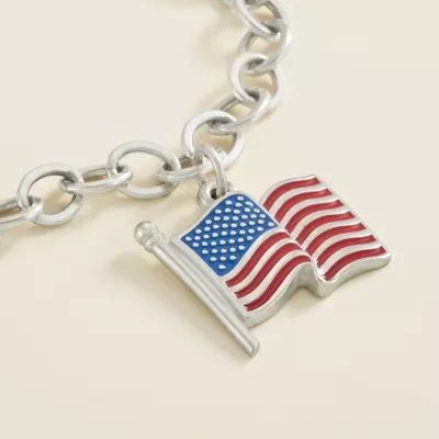 Enamel American Flag Charm in Sterling Silver - Image 2
