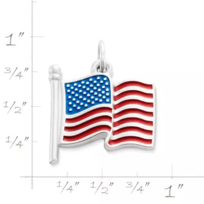 Enamel American Flag Charm in Sterling Silver - Image 3