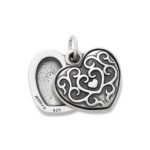 Ornate Heart Swivel Locket Charm in Sterling Silver